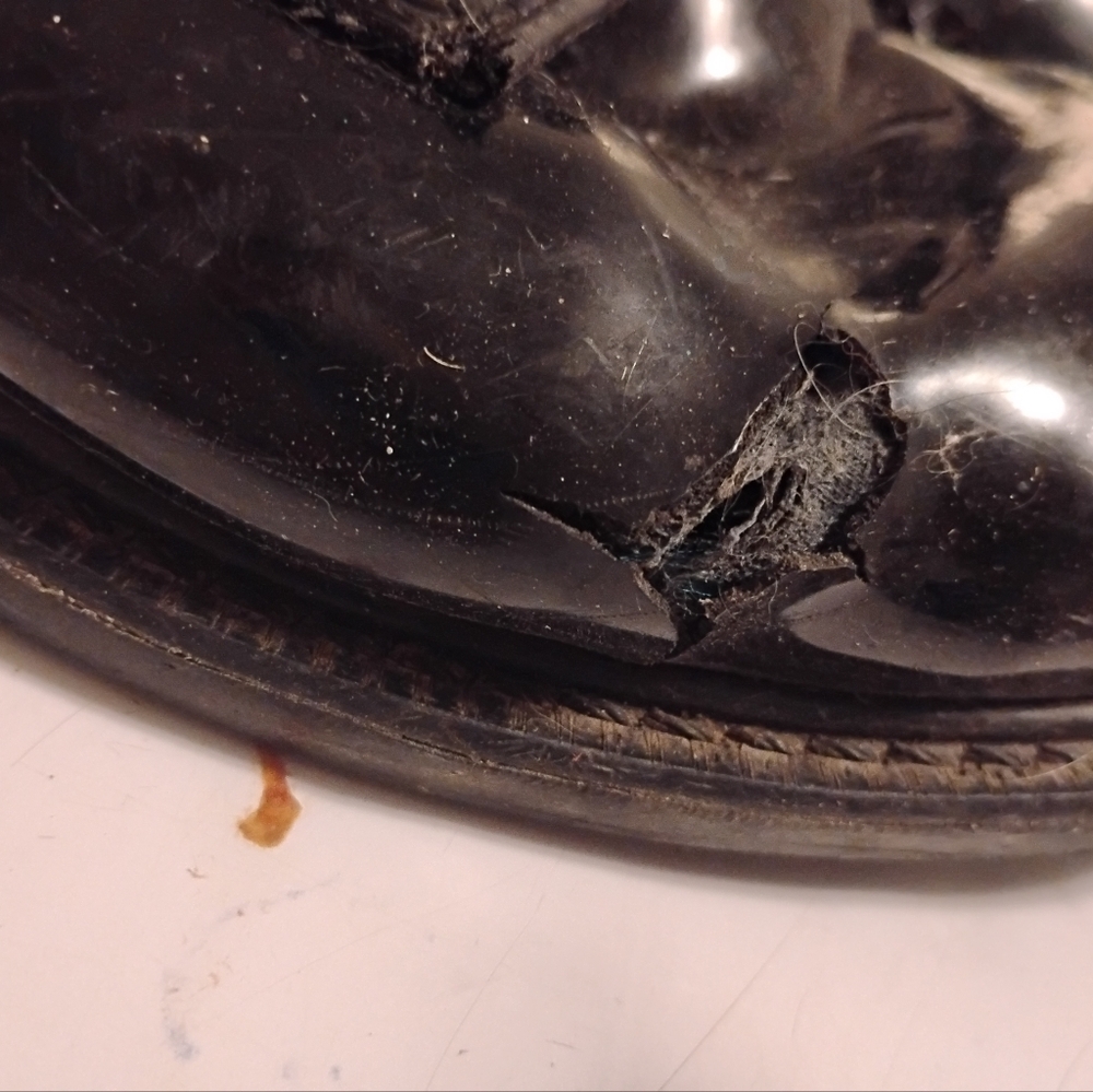 Badly worn out dress shoes size 10 and a half